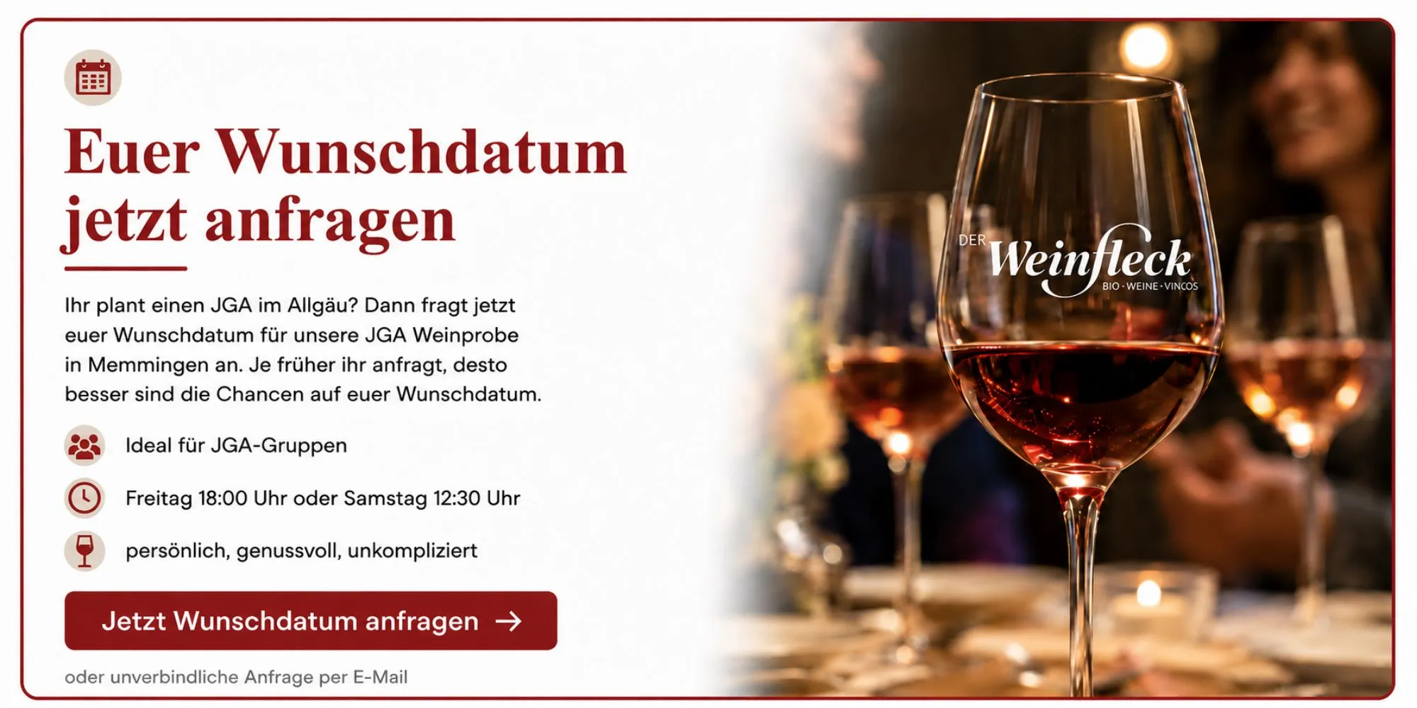 Hier klicken und gleich euren JGA Wunschtermin anfragen