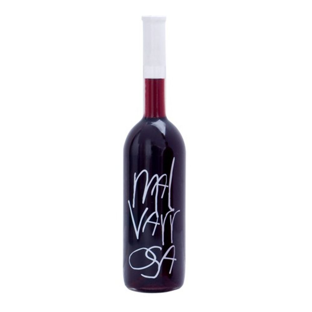 4338_0002 Rotwein Malvarrosa semi dulce Xalo in schlanker Flasche mit transparentem Etikett, weißem Schriftzug und weißem Halsabschluss