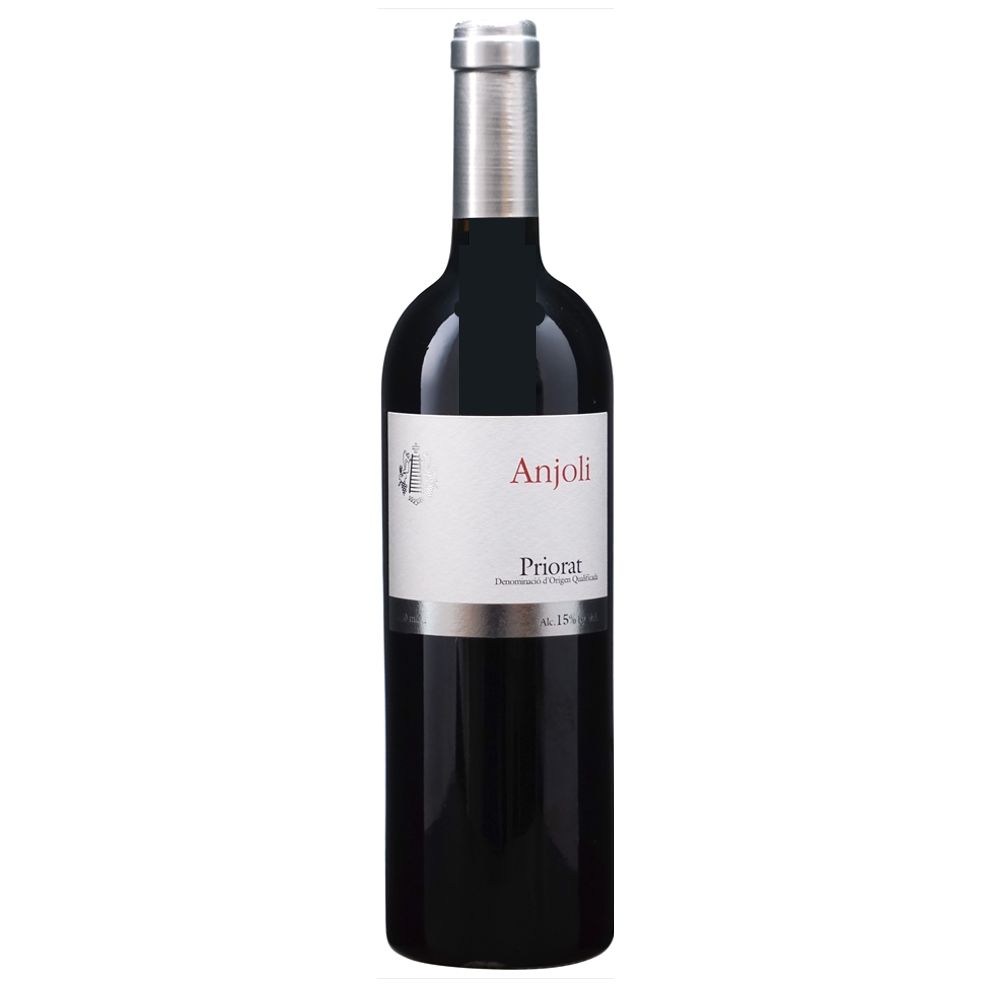 368915_0002 Rotwein Anjoli Priorat Ardevol in dunkler Flasche mit silbernem Etikett und roter Schrift