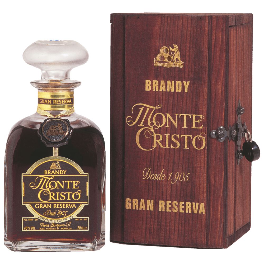 2008HOLZ_0003 Flasche Brandy Monte Cristo Gran Reserva mit Holzgeschenkbox