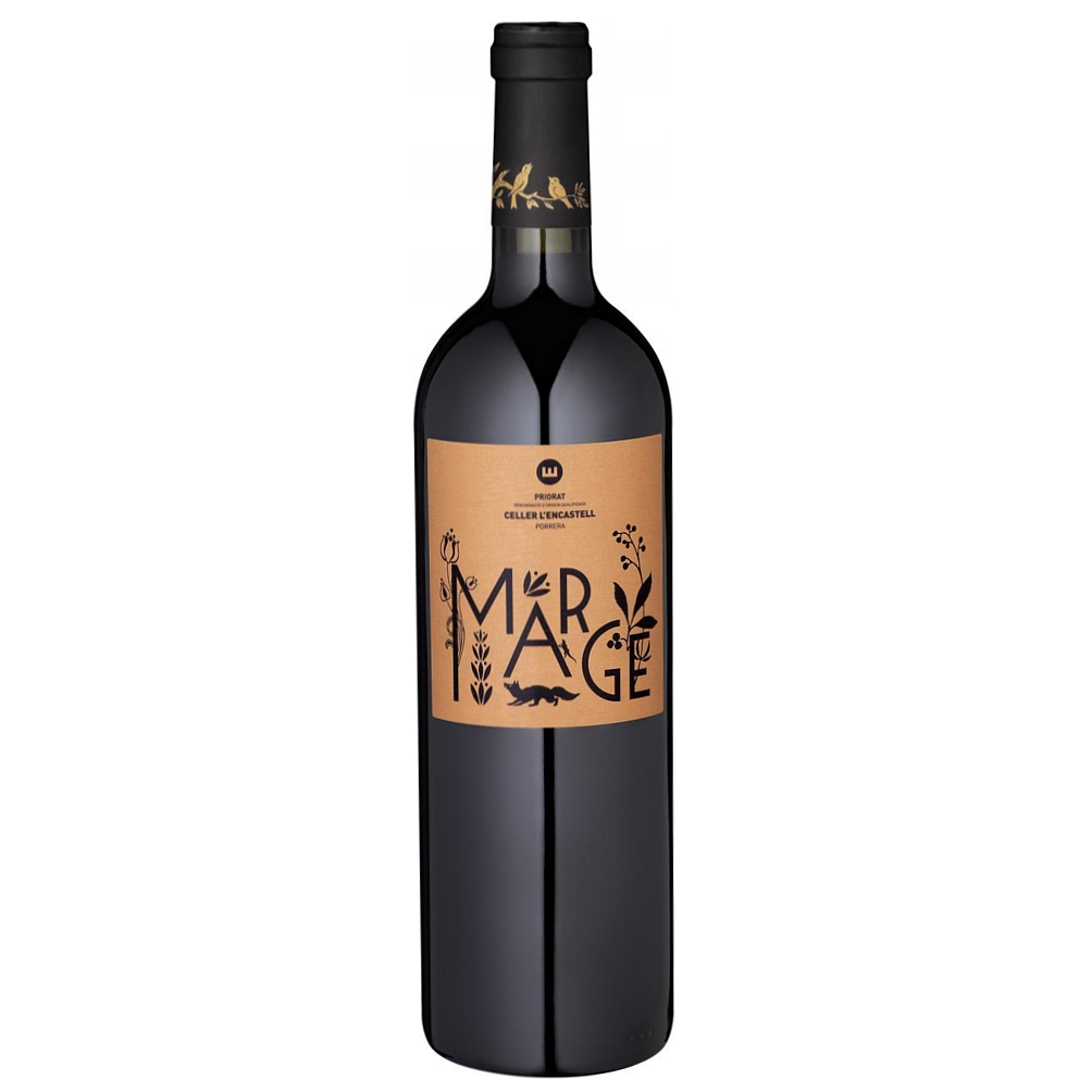 3690A_0002 Rotwein Marge Priorat Encastell in dunkler Flasche mit naturfarbenem Etikett und schwarzem, verspieltem Schriftzug