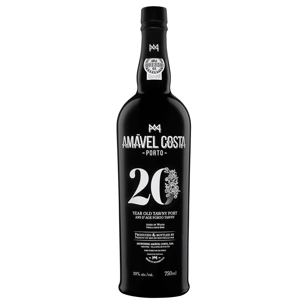 4634_0002 Tawny Portwein vom Weingut Amável Costa, 20 Jahre gereift, schwarze Flasche mit weißer Aufschrift