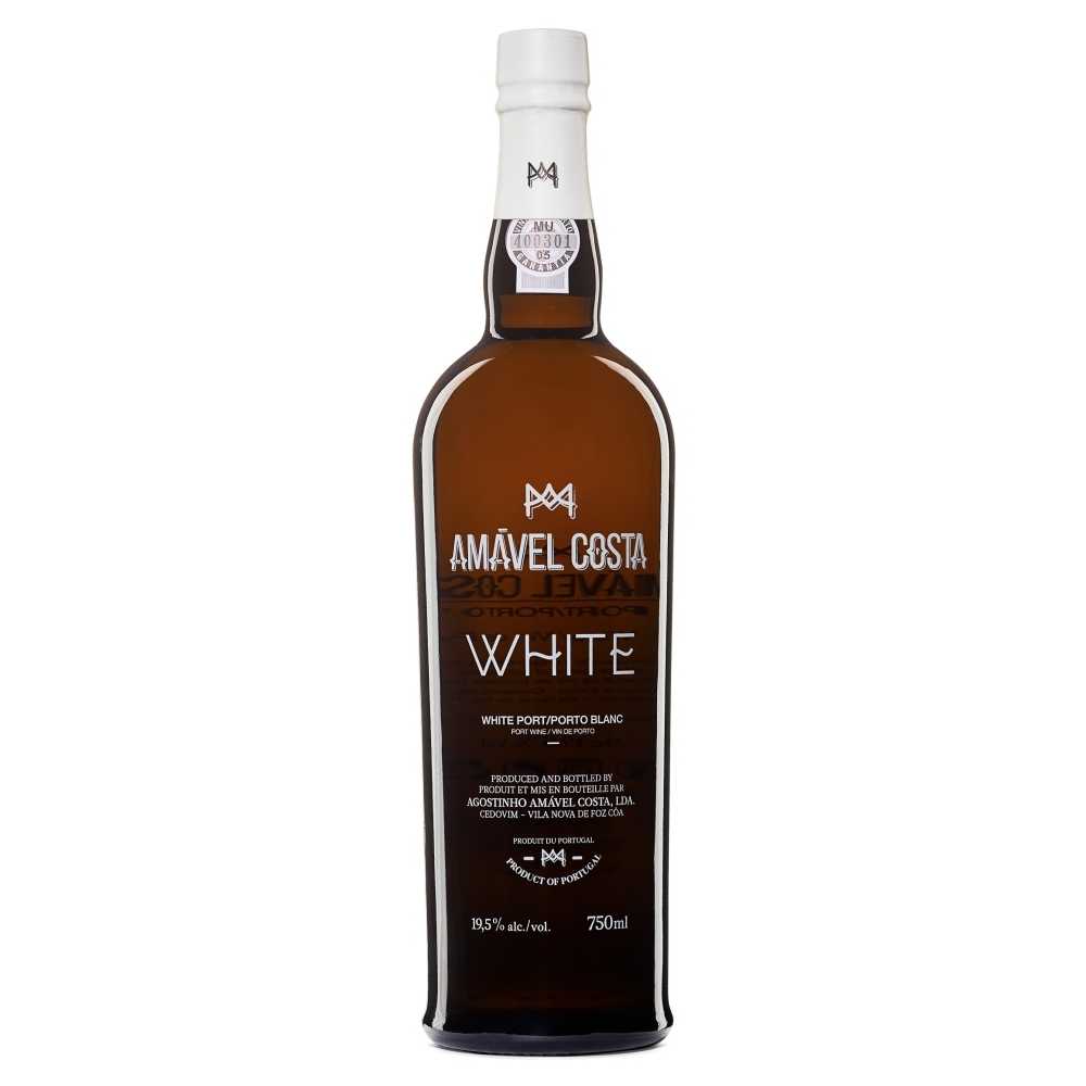 4632_0002 White Portwein vom Weingut Amável Costa in brauner Flasche mit weißer Kapsel, weißer Portwein